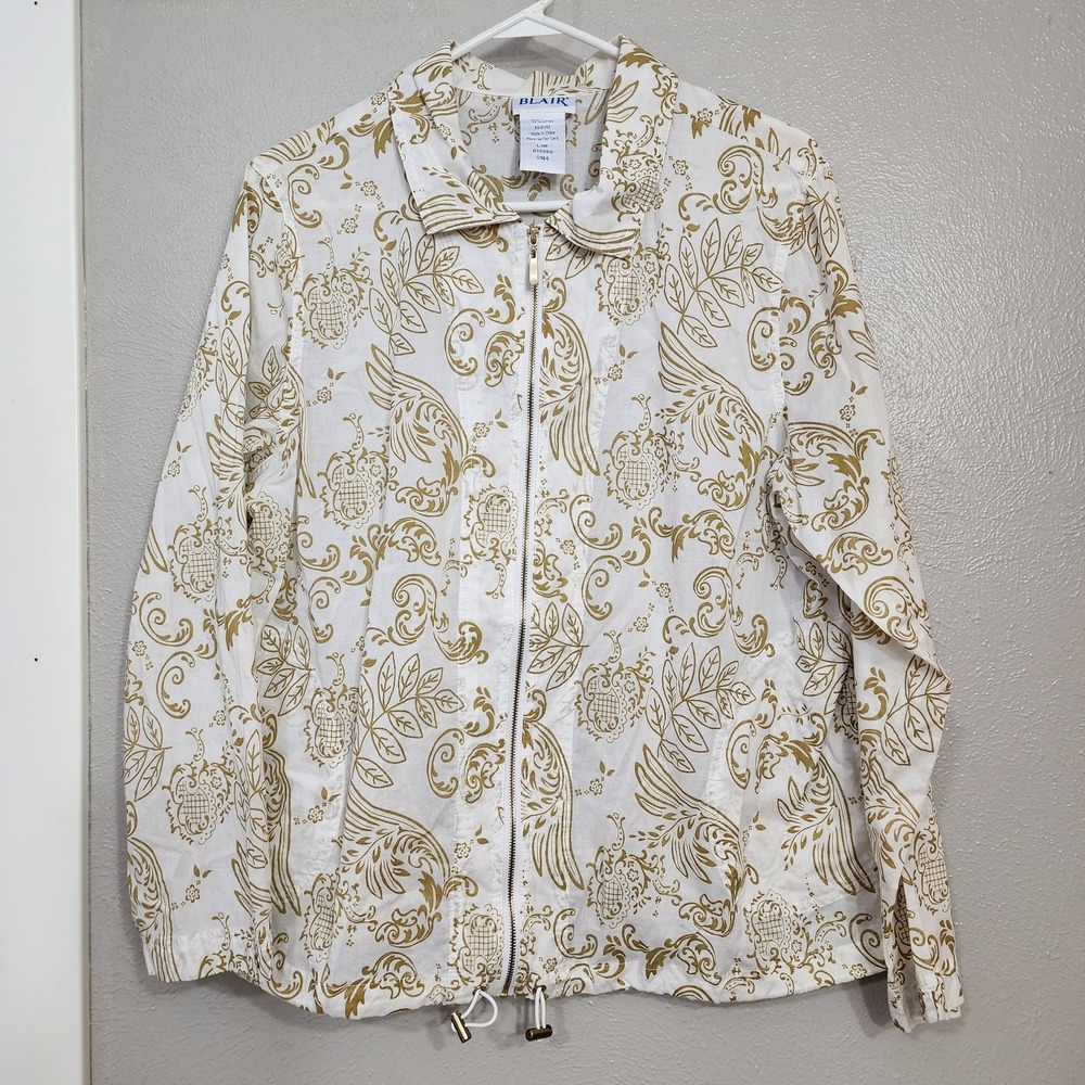 Blair Women's Lightweight Jacket Size Large Vintage Windbreaker Lower Drawstring